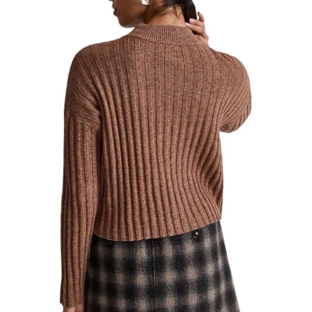 Madewell Levi Mockneck Ribbed Pullover in Rosehip - Picture 2 of 6